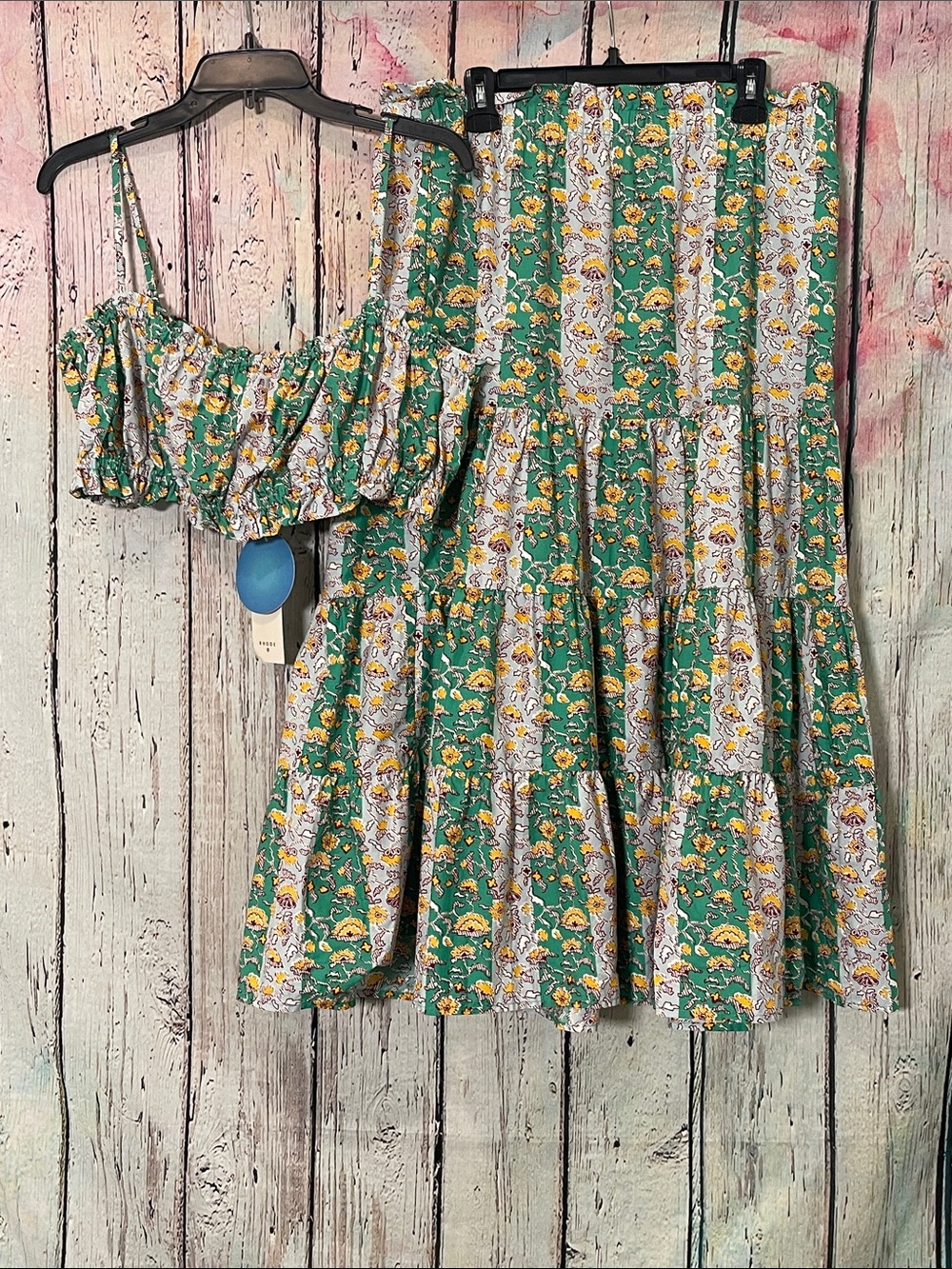 Rhode for Target Green Floral Two-Piece Skirt Set Size Large
